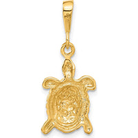 14K Yellow Gold Polished Open-Backed Sea Turtle Pendant Charm by Oro Pregiato
