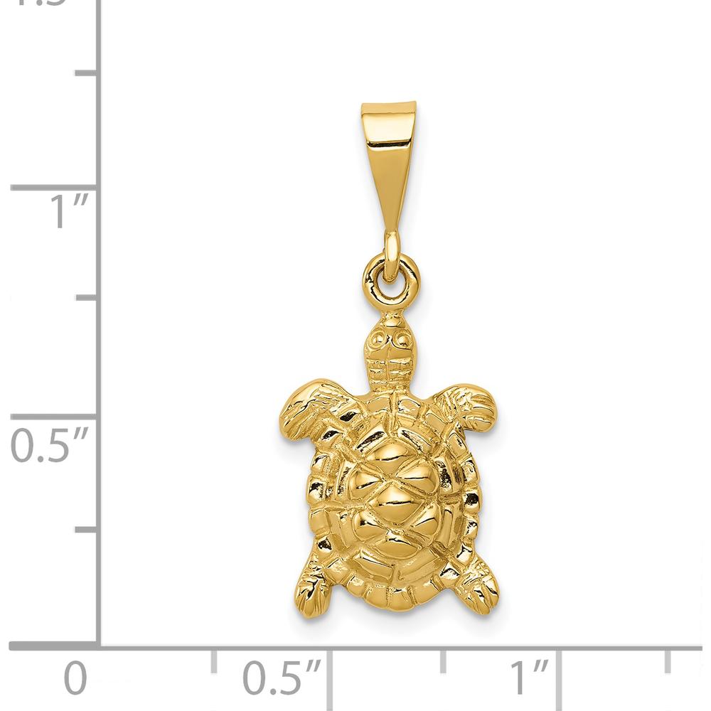 14K Yellow Gold Polished Open-Backed Sea Turtle Pendant Charm by Oro Pregiato