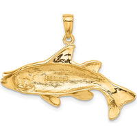 14K Yellow Gold Polished Open-Backed Snook Redfish Pendant - 26mm Length, 36mm Width by Oro Pregiato