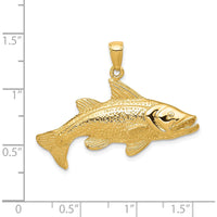 14K Yellow Gold Polished Open-Backed Snook Redfish Pendant - 26mm Length, 36mm Width by Oro Pregiato