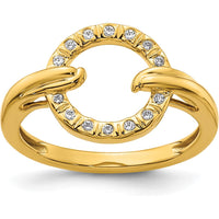 14K Yellow Gold Polished Open Circle Fashion Ring with Round Diamonds - 0.07 Carat Total Diamond Weight by 0
