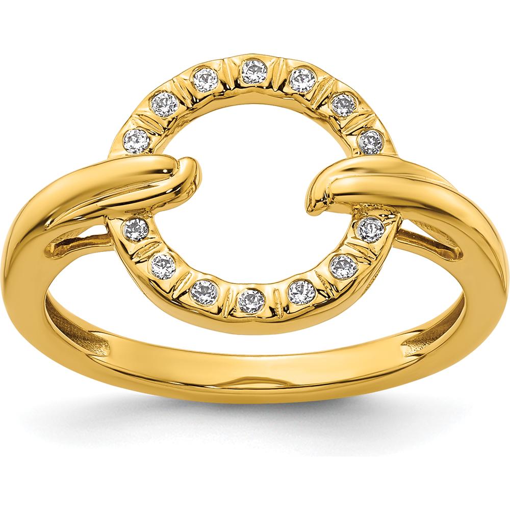 14K Yellow Gold Polished Open Circle Fashion Ring with Round Diamonds - 0.07 Carat Total Diamond Weight by 0