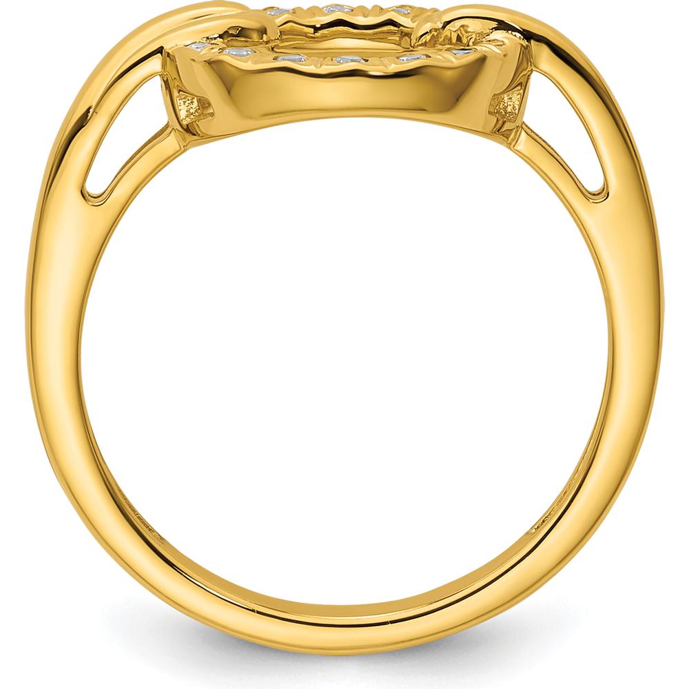 14K Yellow Gold Polished Open Circle Fashion Ring with Round Diamonds - 0.07 Carat Total Diamond Weight by 0