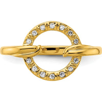 14K Yellow Gold Polished Open Circle Fashion Ring with Round Diamonds - 0.07 Carat Total Diamond Weight by 0