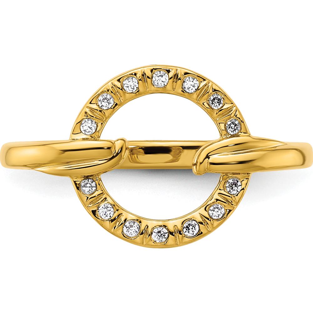 14K Yellow Gold Polished Open Circle Fashion Ring with Round Diamonds - 0.07 Carat Total Diamond Weight by 0