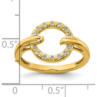 14K Yellow Gold Polished Open Circle Fashion Ring with Round Diamonds - 0.07 Carat Total Diamond Weight by 0