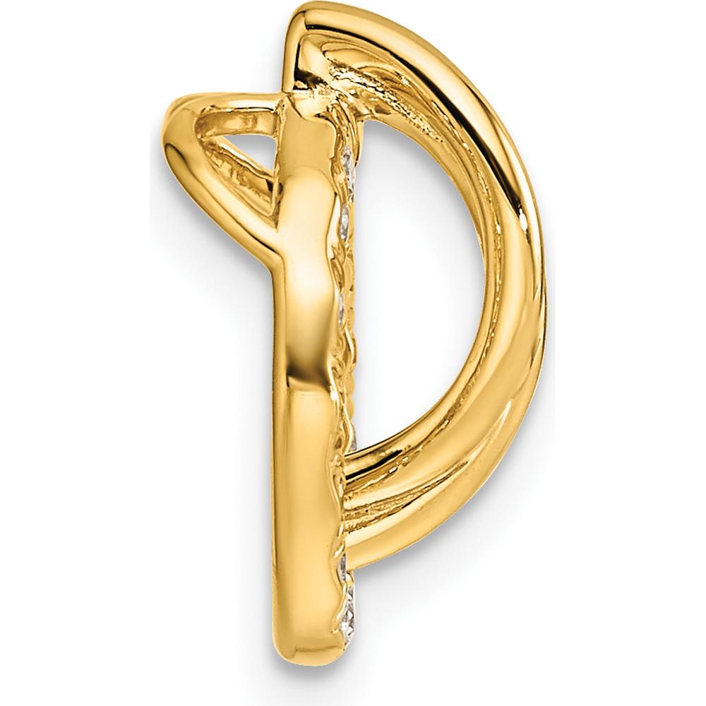 14K Yellow Gold Polished Open Circle Pendant with Round Diamonds - 0.085 Carat Total Diamond Weight by Oro Pregiato