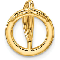 14K Yellow Gold Polished Open Circle Pendant with Round Diamonds - 0.085 Carat Total Diamond Weight by Oro Pregiato