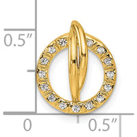 14K Yellow Gold Polished Open Circle Pendant with Round Diamonds - 0.085 Carat Total Diamond Weight by Oro Pregiato