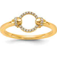 14K Yellow Gold Polished Open Circle Ring with Prong Set Round Diamonds - 0.07 Carat Total Diamond Weight by 0