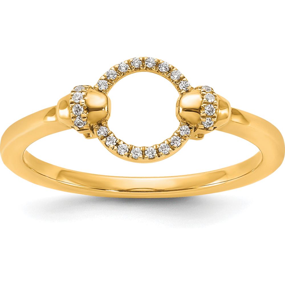 14K Yellow Gold Polished Open Circle Ring with Prong Set Round Diamonds - 0.07 Carat Total Diamond Weight by 0