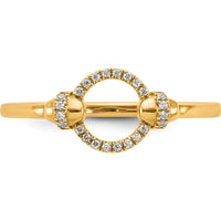 14K Yellow Gold Polished Open Circle Ring with Prong Set Round Diamonds - 0.07 Carat Total Diamond Weight by 0