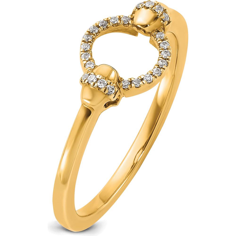 14K Yellow Gold Polished Open Circle Ring with Prong Set Round Diamonds - 0.07 Carat Total Diamond Weight by 0