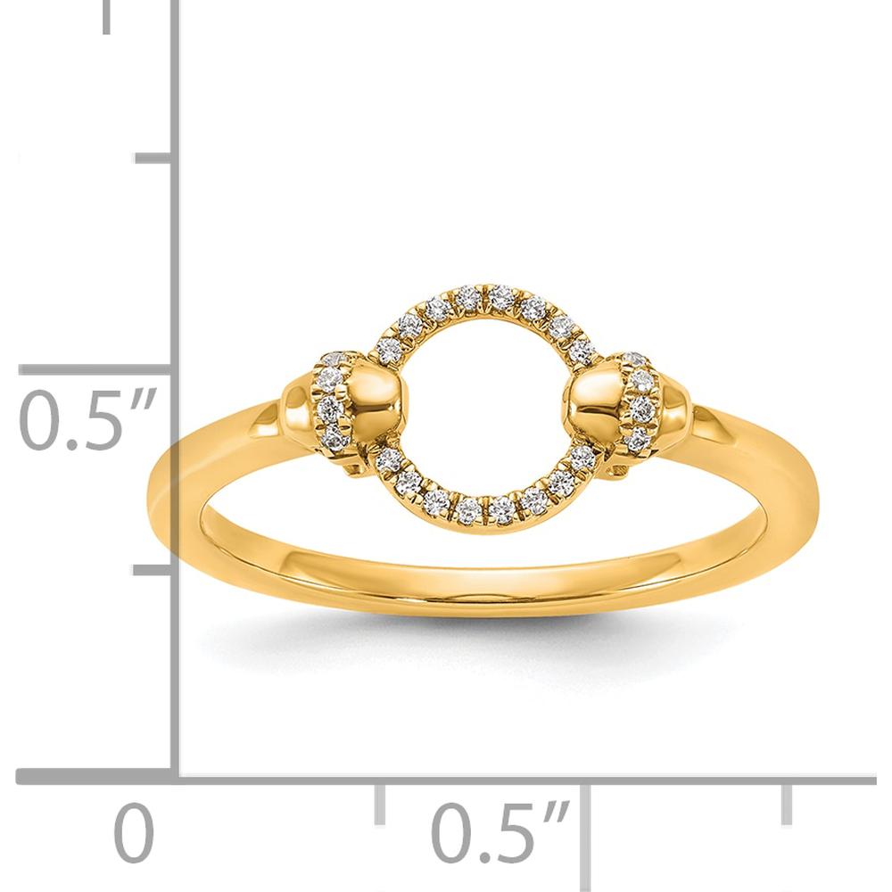 14K Yellow Gold Polished Open Circle Ring with Prong Set Round Diamonds - 0.07 Carat Total Diamond Weight by 0