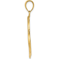 14K Yellow Gold Polished Open Dangling Heart Pendant - 38mm Length by Oro Pregiato