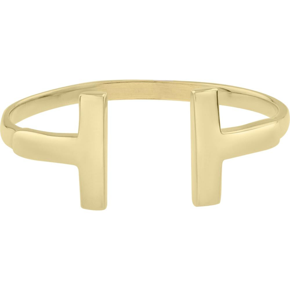 14K Yellow Gold Polished Open Double T-Bar Ring - Size 7 - Spring 2024 Collection by Orozza Fine Jewelry