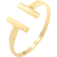 14K Yellow Gold Polished Open Double T-Bar Ring - Size 7 - Spring 2024 Collection by Orozza Fine Jewelry