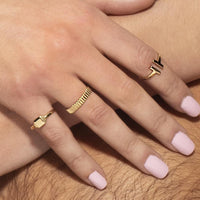 14K Yellow Gold Polished Open Double T-Bar Ring - Size 7 - Spring 2024 Collection by Orozza Fine Jewelry