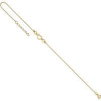 14K Yellow Gold Polished Open Heart Adjustable Anklet - 10.75" Total Length