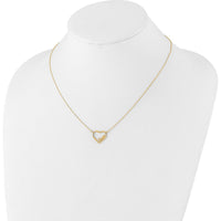 14K Yellow Gold Polished Open Heart Necklace with LOVE Pendant - 17" with 0.5" Extender by 0