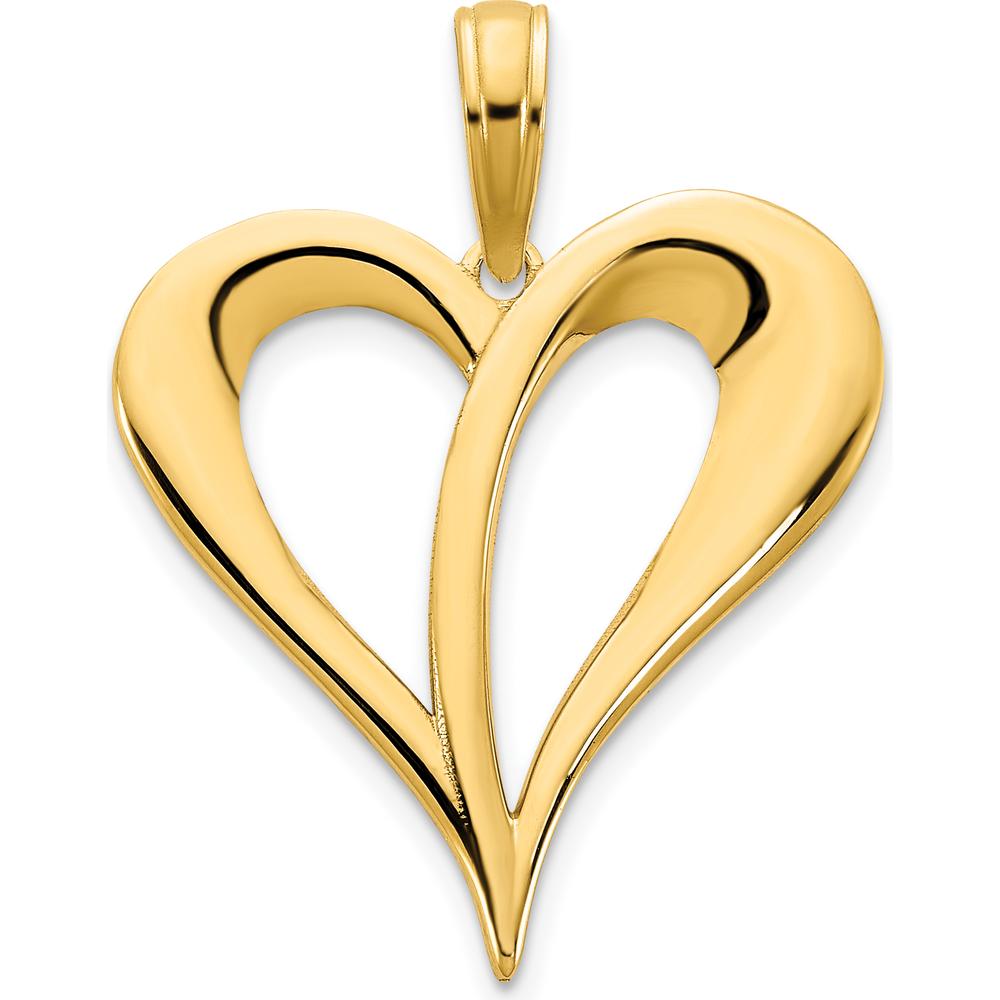 14K Yellow Gold Polished Open Heart Pendant - Elegant Love Necklace by Oro Pregiato