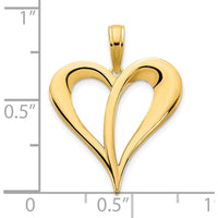 14K Yellow Gold Polished Open Heart Pendant - Elegant Love Necklace by Oro Pregiato