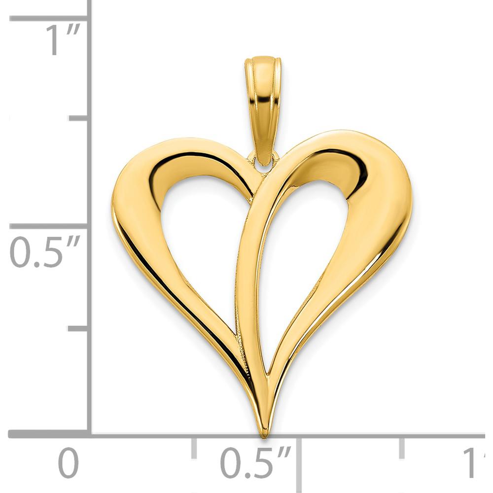14K Yellow Gold Polished Open Heart Pendant - Elegant Love Necklace by Oro Pregiato