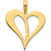 14K Yellow Gold Polished Open Heart Pendant - Elegant Love Necklace by Oro Pregiato