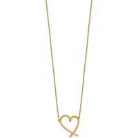 14K Yellow Gold Polished Open Heart Pendant Necklace with 2" Extender Chain by 0