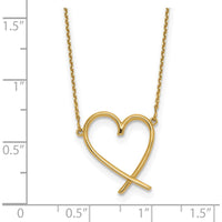 14K Yellow Gold Polished Open Heart Pendant Necklace with 2" Extender Chain by 0