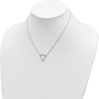 14K Yellow Gold Polished Open Heart Pendant Necklace with 2" Extender Chain by 0