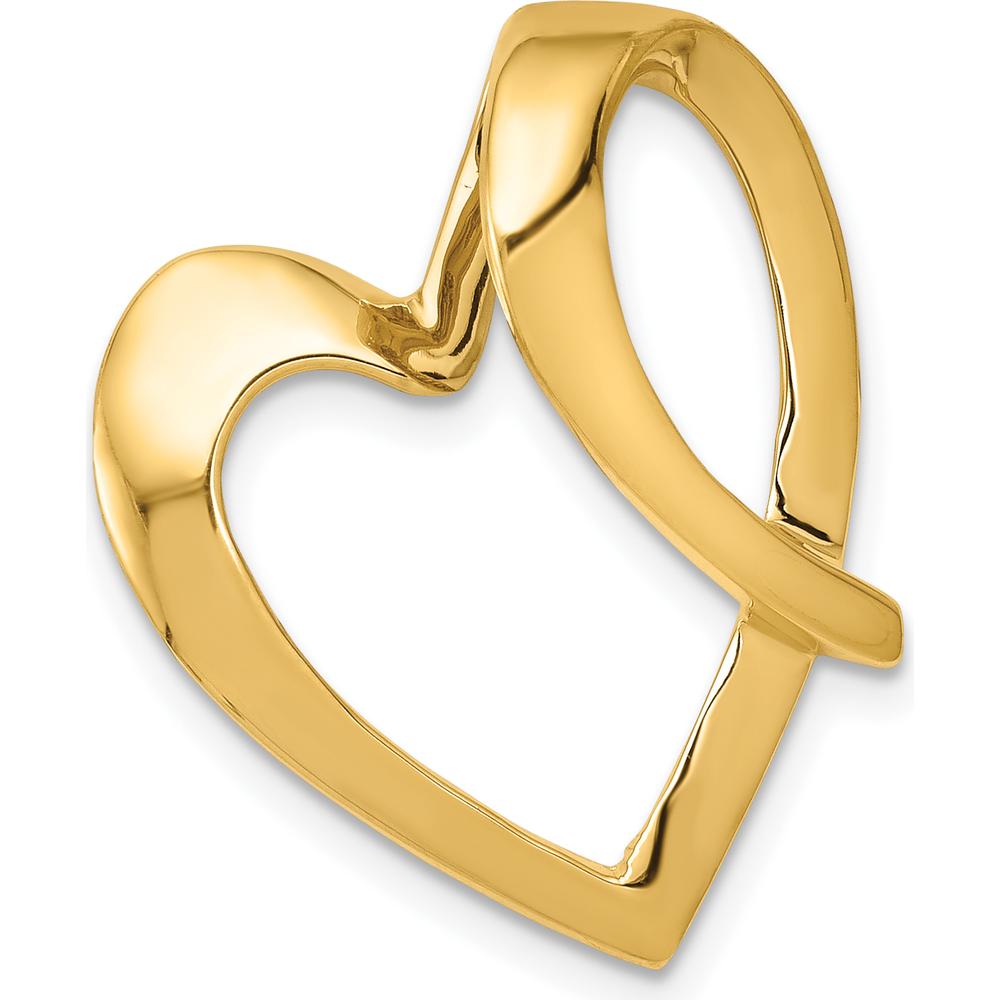 14K Yellow Gold Polished Open Heart Slide Pendant for Omega Chains by 0