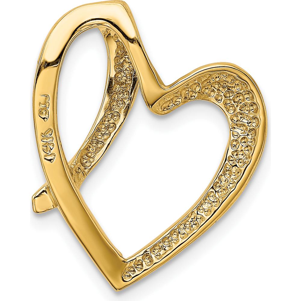 14K Yellow Gold Polished Open Heart Slide Pendant for Omega Chains by 0