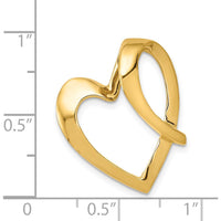 14K Yellow Gold Polished Open Heart Slide Pendant for Omega Chains by 0