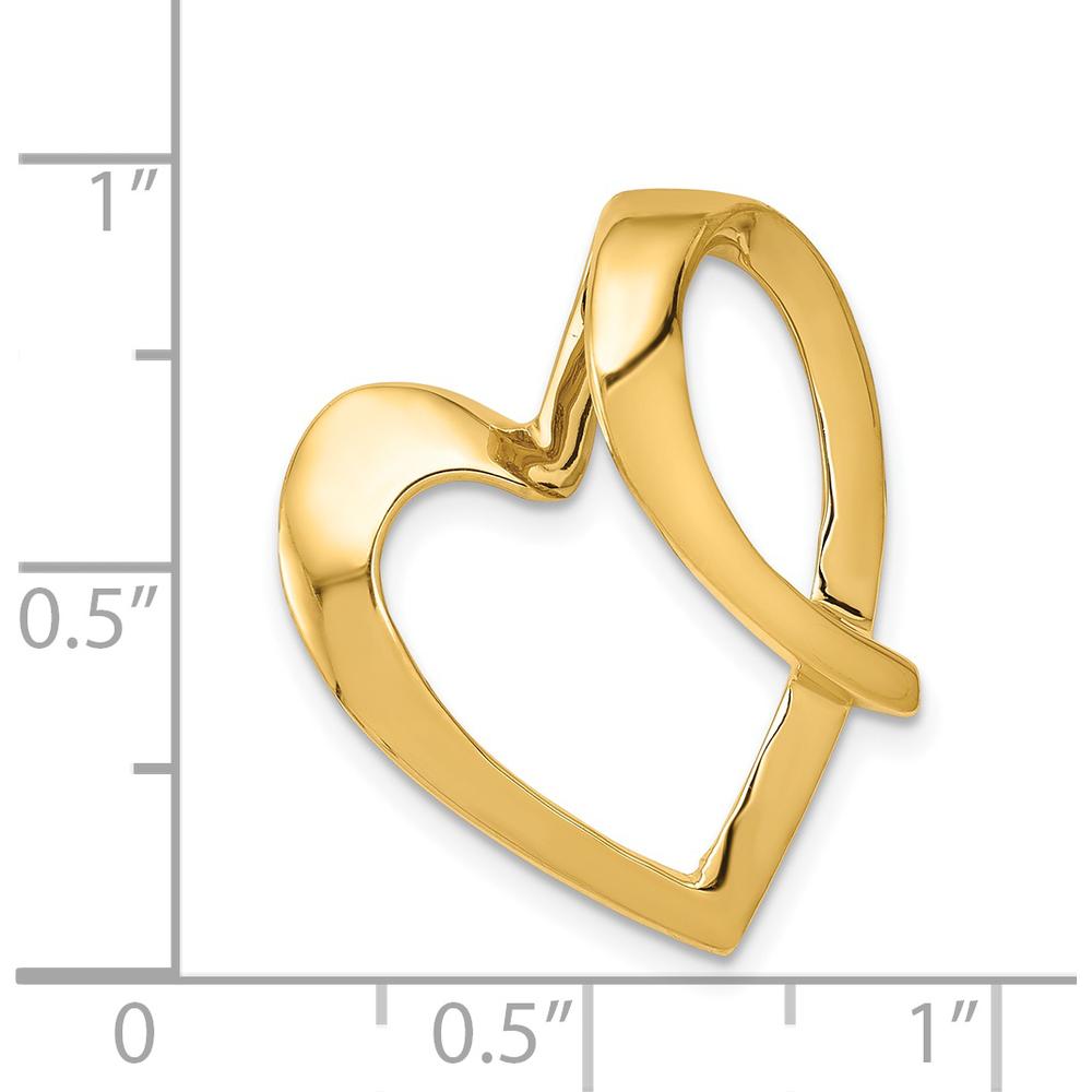 14K Yellow Gold Polished Open Heart Slide Pendant for Omega Chains by 0