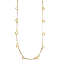 14K Yellow Gold Polished Open Heart Station Necklace 16" by 0