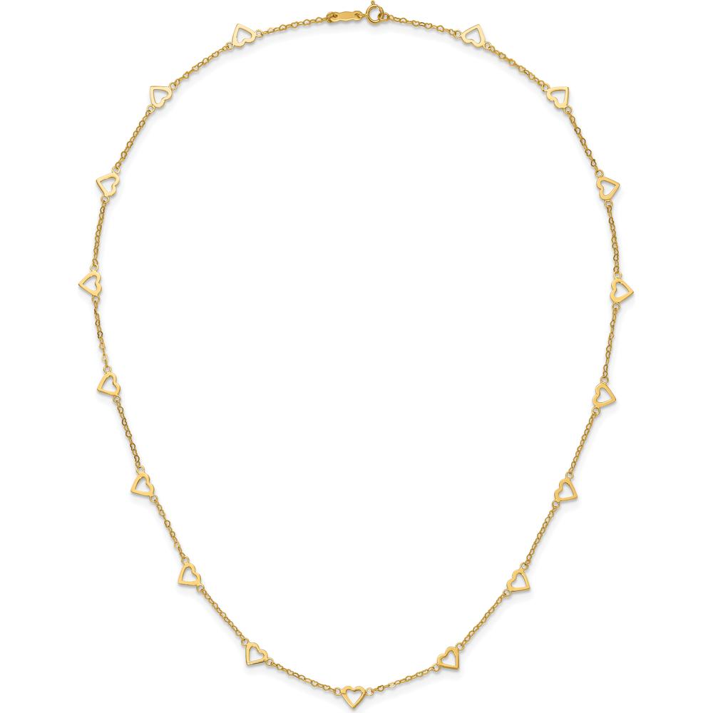 14K Yellow Gold Polished Open Heart Station Necklace 16" by 0