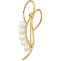 14K Yellow Gold Polished Open Loops Pin Brooch with 5 Teardrop Freshwater Cultured Pearls by Monteluci Fine Jewelry