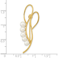 14K Yellow Gold Polished Open Loops Pin Brooch with 5 Teardrop Freshwater Cultured Pearls by Monteluci Fine Jewelry