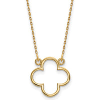 14K Yellow Gold Polished Open Quatrefoil Design Pendant Necklace - 18" Cable Chain by Oro Pregiato