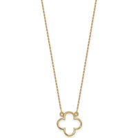 14K Yellow Gold Polished Open Quatrefoil Design Pendant Necklace - 18" Cable Chain by Oro Pregiato