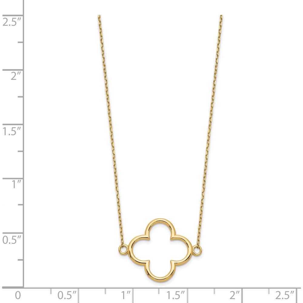 14K Yellow Gold Polished Open Quatrefoil Design Pendant Necklace - 18" Cable Chain by Oro Pregiato