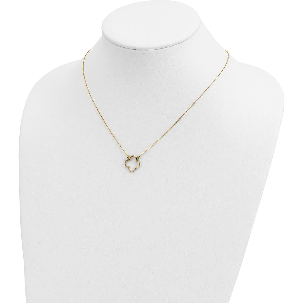 14K Yellow Gold Polished Open Quatrefoil Design Pendant Necklace - 18" Cable Chain by Oro Pregiato