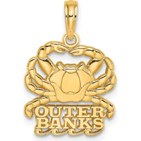 14K Yellow Gold Polished Outer Banks Crab Charm Pendant - Coastal Themed Jewelry Piece by Oro Pregiato