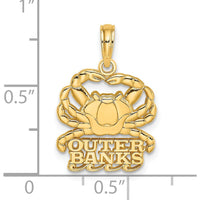 14K Yellow Gold Polished Outer Banks Crab Charm Pendant - Coastal Themed Jewelry Piece by Oro Pregiato