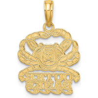 14K Yellow Gold Polished Outer Banks Crab Charm Pendant - Coastal Themed Jewelry Piece by Oro Pregiato