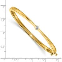 14K Yellow Gold Polished Oval Bangle Bracelet with Bezel-Set 0.25 Carat Round Diamond by Monteluci Fine Jewelry