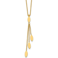 14K Yellow Gold Polished Oval Dangle Necklace with 2" Extender - 18" Total Length by 0