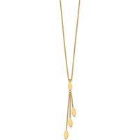 14K Yellow Gold Polished Oval Dangle Necklace with 2" Extender - 18" Total Length by 0