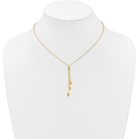 14K Yellow Gold Polished Oval Dangle Necklace with 2" Extender - 18" Total Length by 0